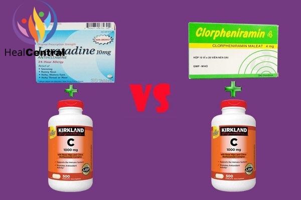 Thử nghiệm lâm sàng so sánh loratadine + vitamin C (nhóm A), chlorpheniramine + vitamin C (nhóm B)