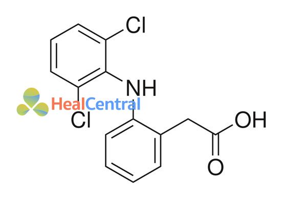 Cấu trúc hóa học của diclofenac.