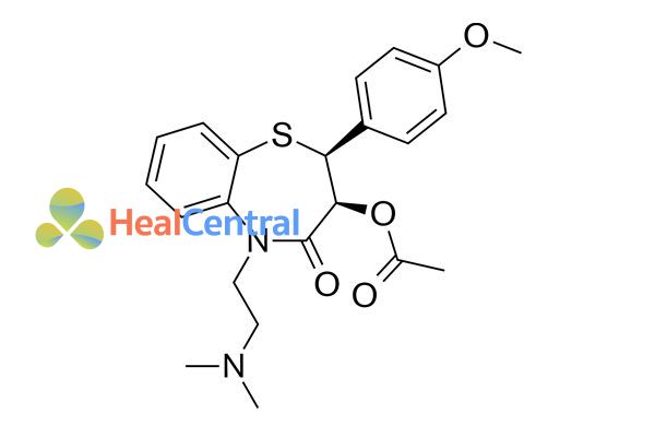 Cấu trúc hóa học của diltiazem.