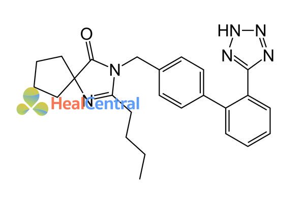 Công thức hóa học của irbesartan.