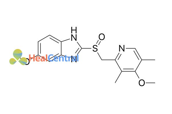 Công thức hóa học của omeprazole.