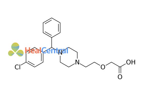 Cấu trúc hóa học của cetirizine.