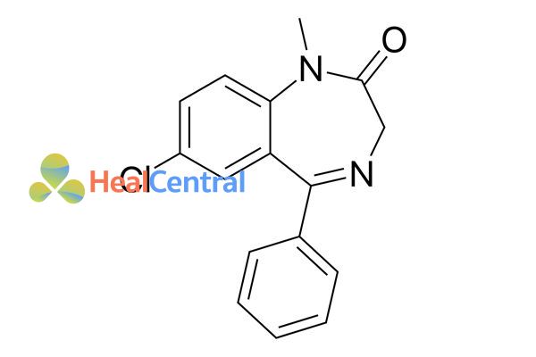 Cấu trúc hóa học diazepam.