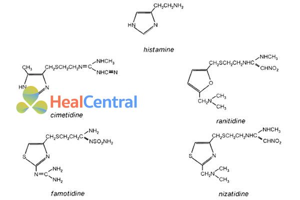 Sự tương đồng về cấu trúc hóa học giữa histamine và các thuốc kháng histamine H2­ khác.