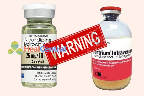 Tương tác thuốc nicardipine và dantrium (dantrolene)