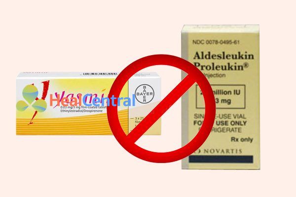 Tương tác thuốc yasmin(drospirenone) và aldesleukin
