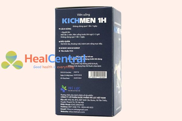 Mặt sau của hộp thuốc KICHMEN 1H