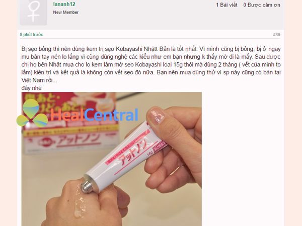 Chia sẻ của khách hàng khi sử dụng kem trị sẹo Kobayashi
