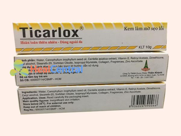 Mỗi tuýp Ticarlox có 10g kem bôi