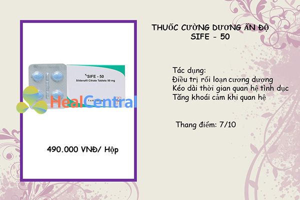 Thuốc cường dương cùng hoạt chất với viagra - Sife 50mg