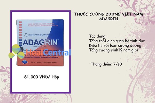 Thuốc cường dương Adagrin 50mg do Việt Nam sản xuất