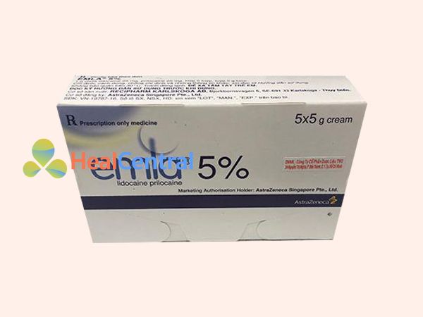 Hình ảnh: Mặt trước hộp thuốc Emla 5%