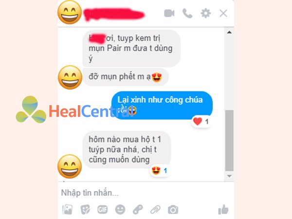 Phản hồi của khách hàng sau khi sử dụng kem trị mụn Pair