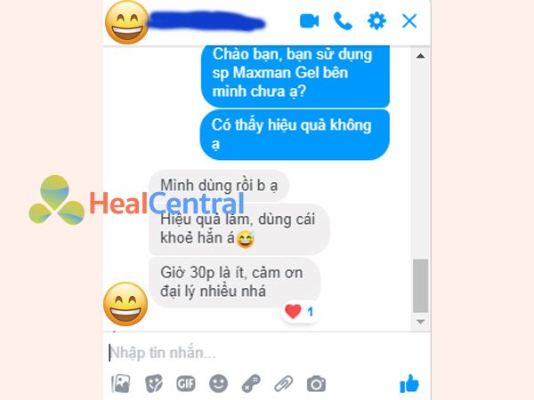 Phản hồi của khách hàng sau khi dùng Maxman Gel