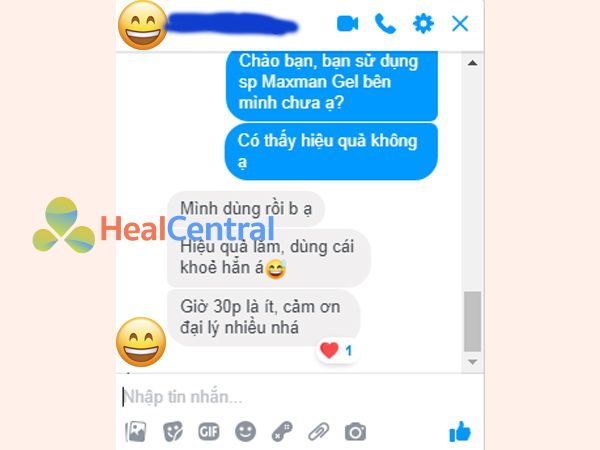 Phản hồi của khách hàng sau khi dùng Maxman Gel