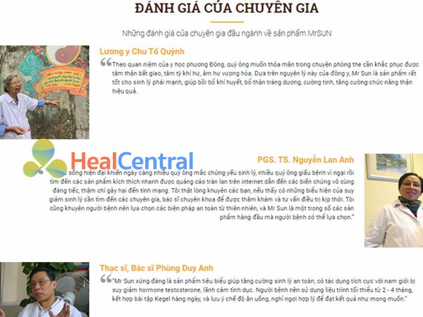 Chuyên gia đánh giá về hiệu quả của Mr Sun