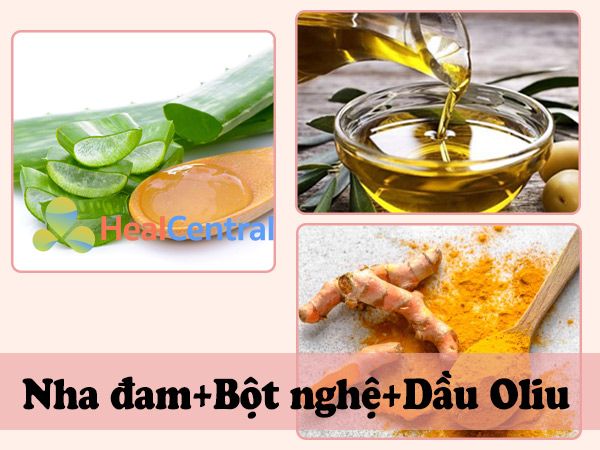 Sử dụng nha đam, bột nghệ, dầu oliu khoảng 2 - 3 lần/tuần giúp loại bỏ mụn thịt