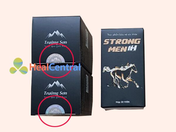 Sản phẩm Strong men 1h có dán tem chống giả