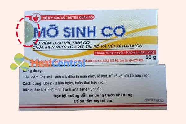 Hộp thuốc Mỡ Sinh Cơ có tem chống hàng giả