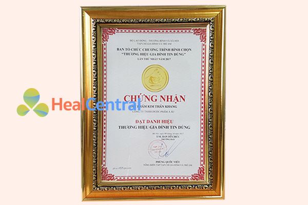 Kim Thần Khang đạt danh hiệu Gia đình tin dùng