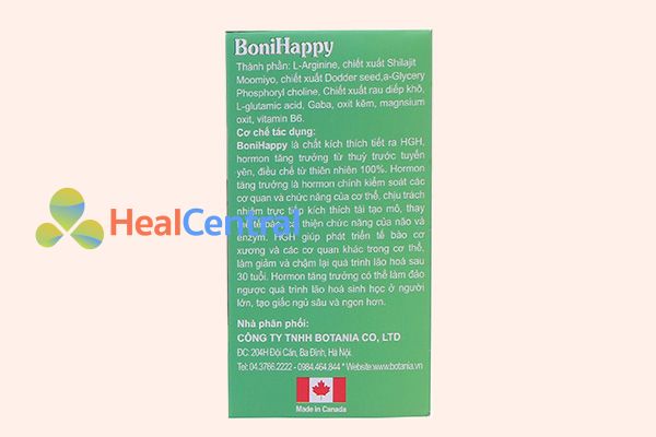 Mặt bên hộp sản phẩm Bonihappy