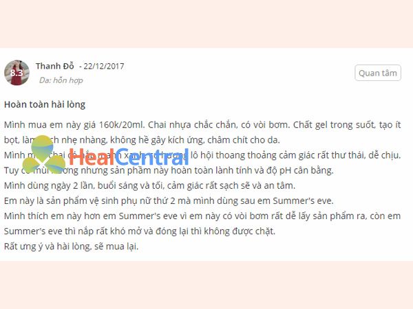 Review của khách hàng sau khi sử dụng dung dịch vệ sinh Intima