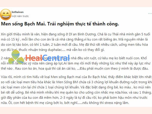 Review Men Sống Bạch Mai từ khách hàng