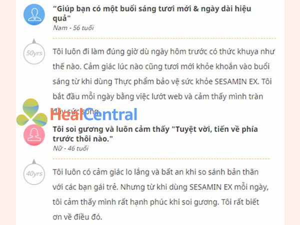 Review của người sử dụng về Sesamin EX