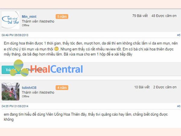 Review viên uống Hoa Thiên khách hàng trên Webtretho