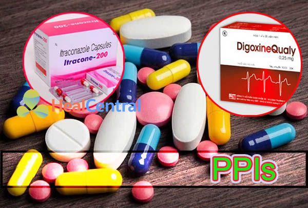 ảnh hưởng của thuốc PPIs làm giảm hấp thu Itraconazole và tăng hấp thu digoxin