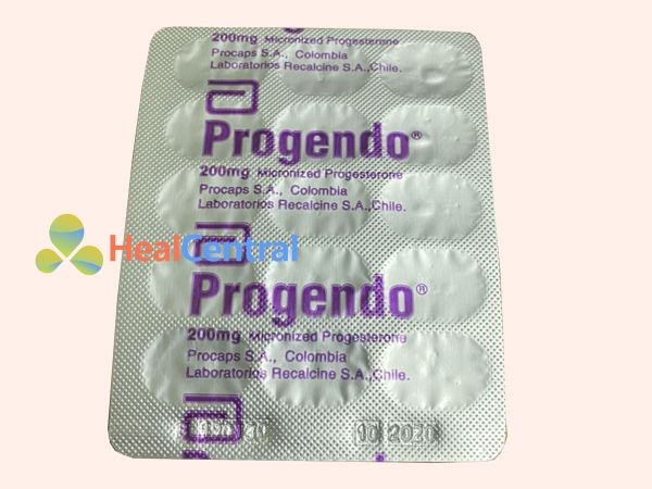 Mặt dưới vỉ thuốc Progendo 200mg