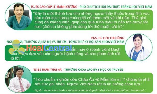 Các chuyên gia đánh giá về Gel trĩ lúa mỳ Ý