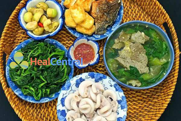 Thực đơn: Lòng non - Cá đậu - Canh mướp riêu cua