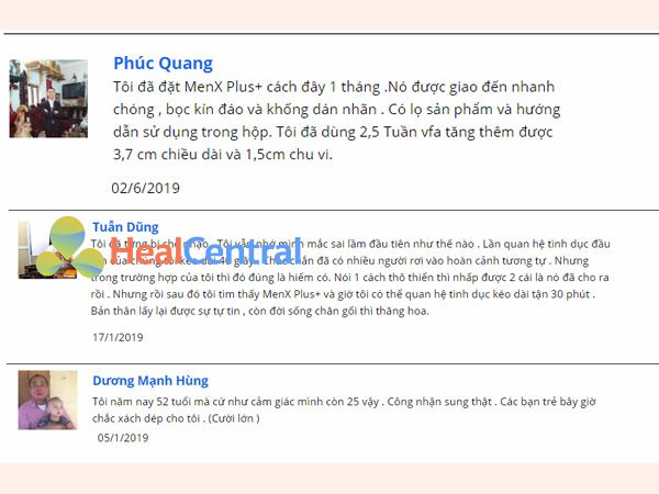 Review của khách hàng sau khi sử dụng Menx plus