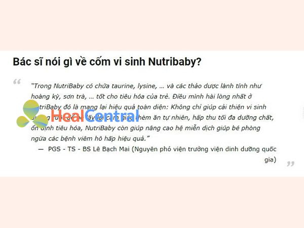 Chuyên gia dinh dưỡng đánh giá Nutribaby