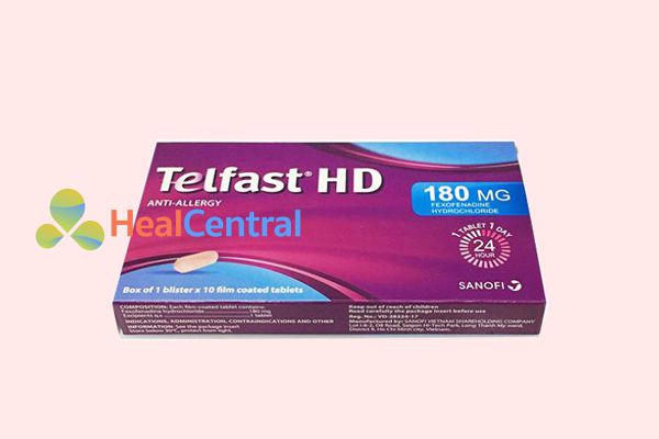 Hình ảnh: hộp thuốc chống dị ứng Telfast hàm lượng 180mg