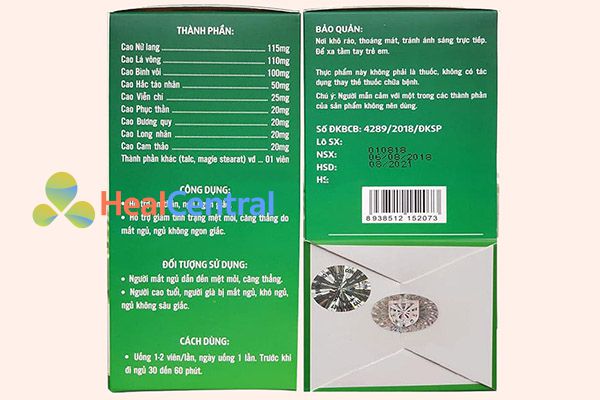 Thành phần của Định Tâm An Giấc