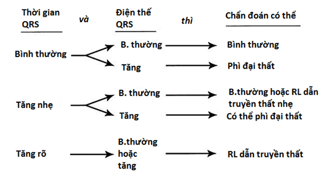 Lưu đồ chẩn đoán phân biệt phì đại thất với rối loạn dẫn truyền trong thất