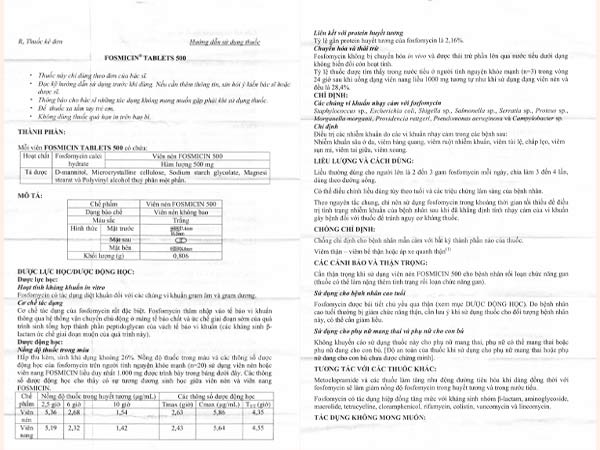 Hướng dẫn sử dụng thuốc Fosmicin