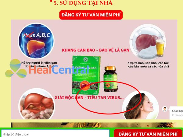 Quảng cáo gây hiểu lầm về công dụng của Khang Can Bảo