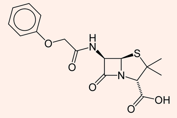 Cấu trúc hóa học của Penicillin V (Phenoxypenicillin).