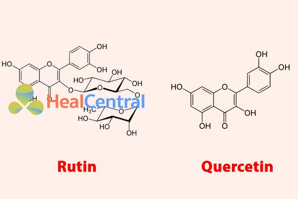 Công thức hóa học của Rutin và Quercetin