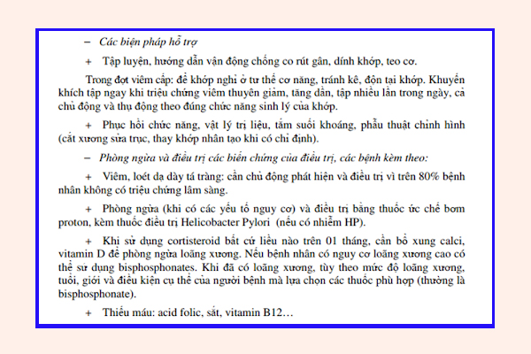 Ảnh. Các điều trị phối hợp khác trong viêm khớp dạng thấp.