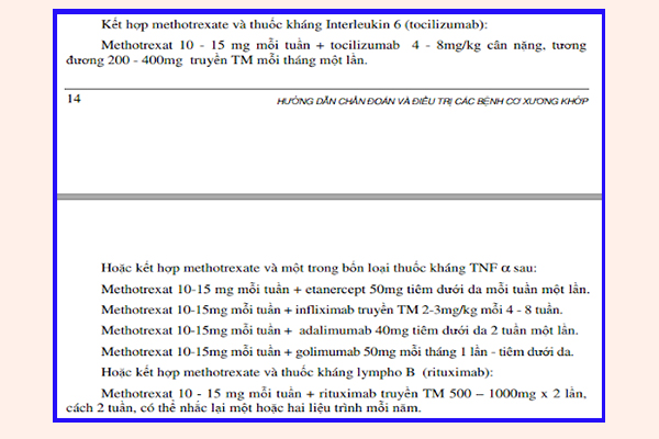 Ảnh. Điều trị cơ bản viêm khớp dạng thấp thể nặng, kháng các DMARDs cổ điển bằng cách kết hợp với các DMARDs sinh học.