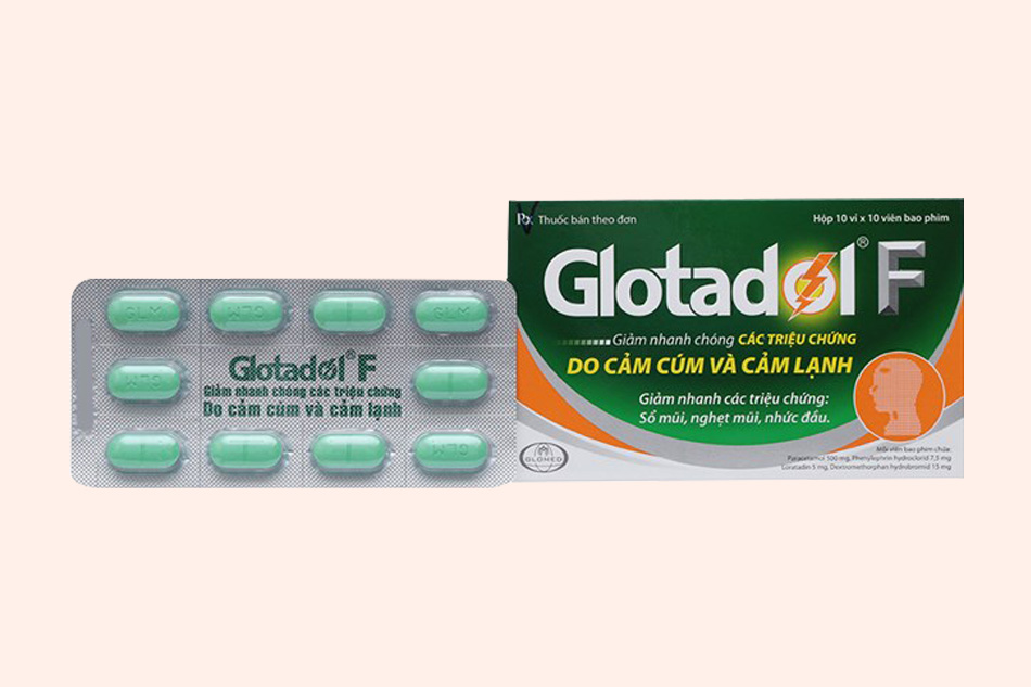 Mặt trước vỉ thuốc Glotadol F 