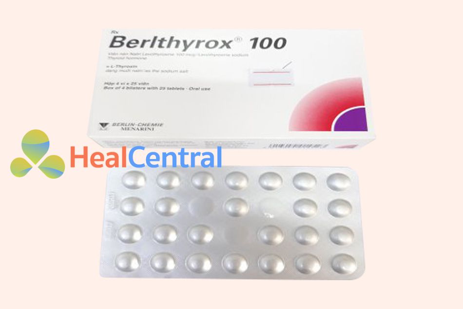 Mặt trên vỉ thuốc Berlthyrox 100 