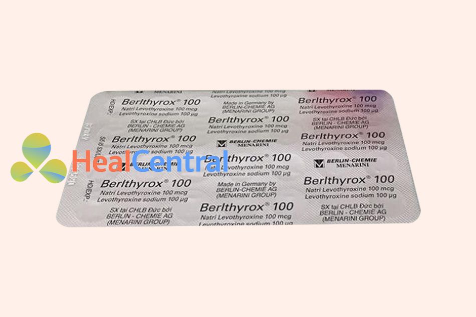 Mặt dưới vỉ thuốc Berlthyrox 100 