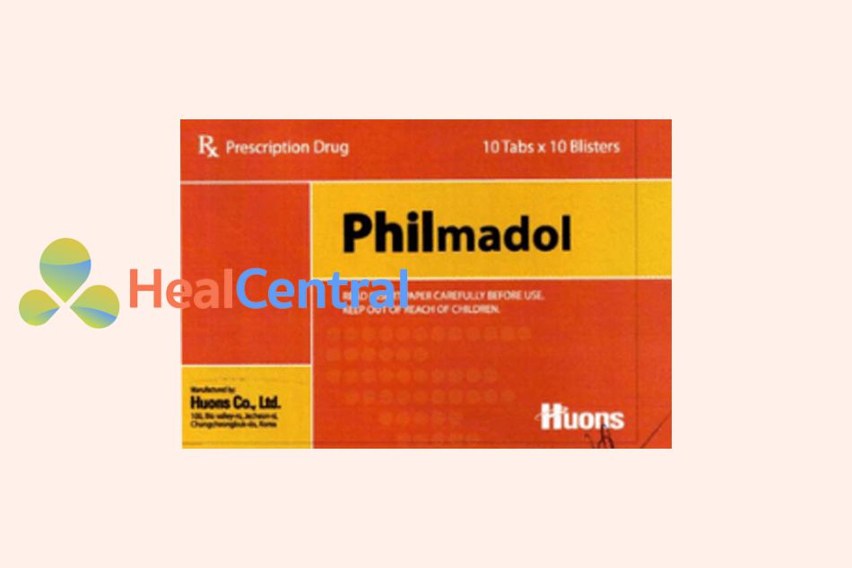 Mặt trước hộp thuốc Philmadol