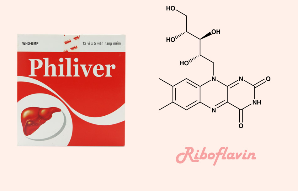 Thành phần Riboflavin trong thuốc Philiver gây ra tương tác bất lợi với rượu