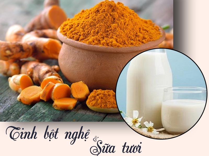 Tinh bột nghệ và sữa tươi